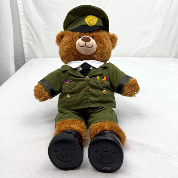 Build-A-Bear Workshop Other - Build A Bear 16" Plush Toy Brown Bear with Army Officer Uniform Hat Boots